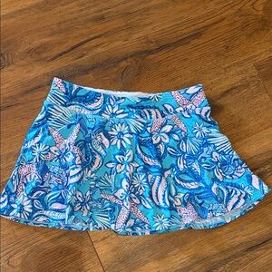 Lilly Pulitzer Blue & Pink Tropical Circle Skirt Luxletic Size S
